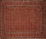 Veggie Dye Block Print Tapestry Cotton Bedspread 108" x 88" Full-Queen Red