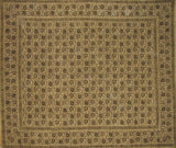 Veggie Dye Block Print Tapestry Cotton Bedspread 108" x 88" Full-Queen Green