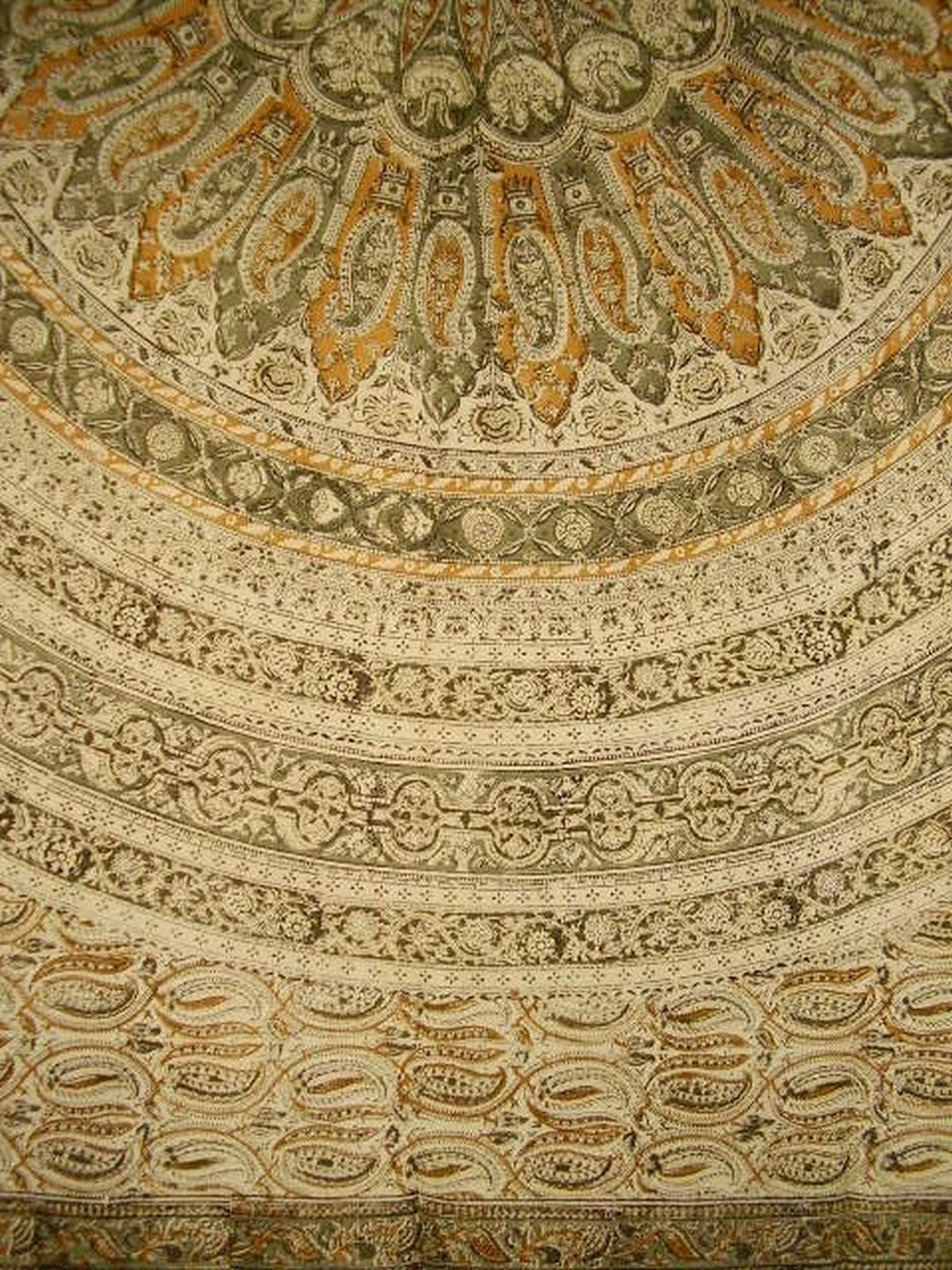 Veggie Dye Block Print Tapestry Cotton Bedspread 108" x 88" Full-Queen Green
