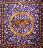 Celtic Wolf Tapestry Cotton Bedspread 108" x 88" Full-Queen Purple
