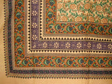 Turkish Floral Print Tapestry Cotton Spread 108" x 88" Full-Queen Green