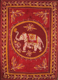 Lucky Batik Elephant Tapestry Cotton Bedspread  108" x 88" Full-Queen Red