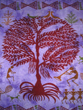 Tribal Celebration Tree of Life Wall Hanging Cotton 55" x 43"  Purple