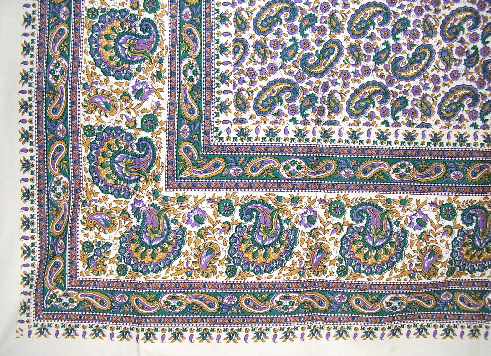Turkish Print Floral Paisley Tapestry Cotton Bedspread 106" x 88" Full-Queen