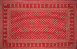 Block Print Tapestry Cotton Spread  110" x 72" Twin Red