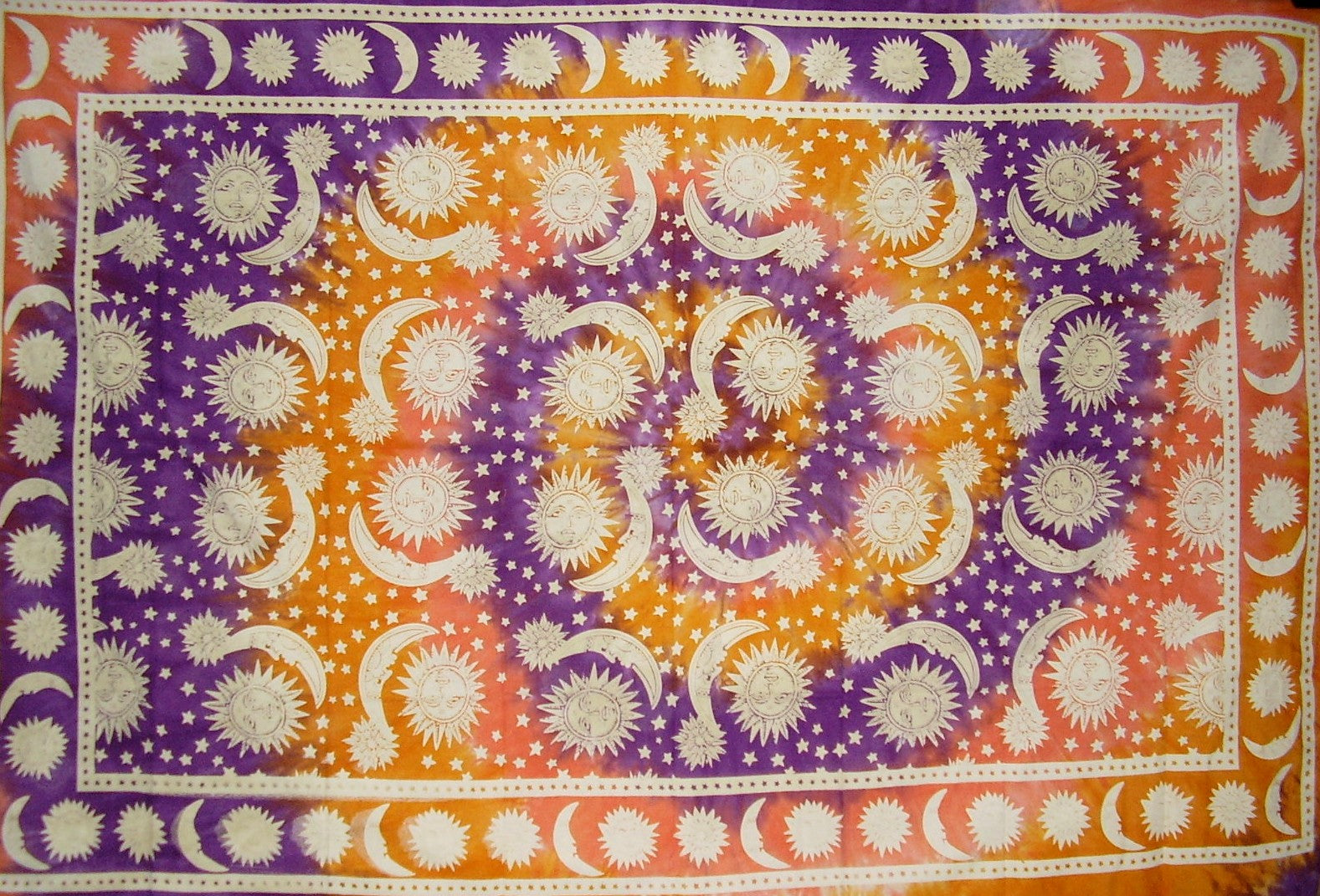 Celestial Tie Dye Tapestry Cotton Wall Hanging 90" x 60"  Multi Color