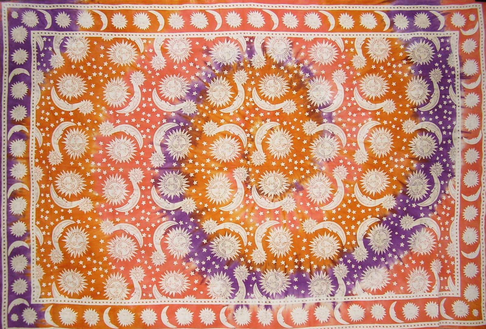 Celestial Tie Dye Tapestry Cotton Spread 106" x 70" Twin Multi Color