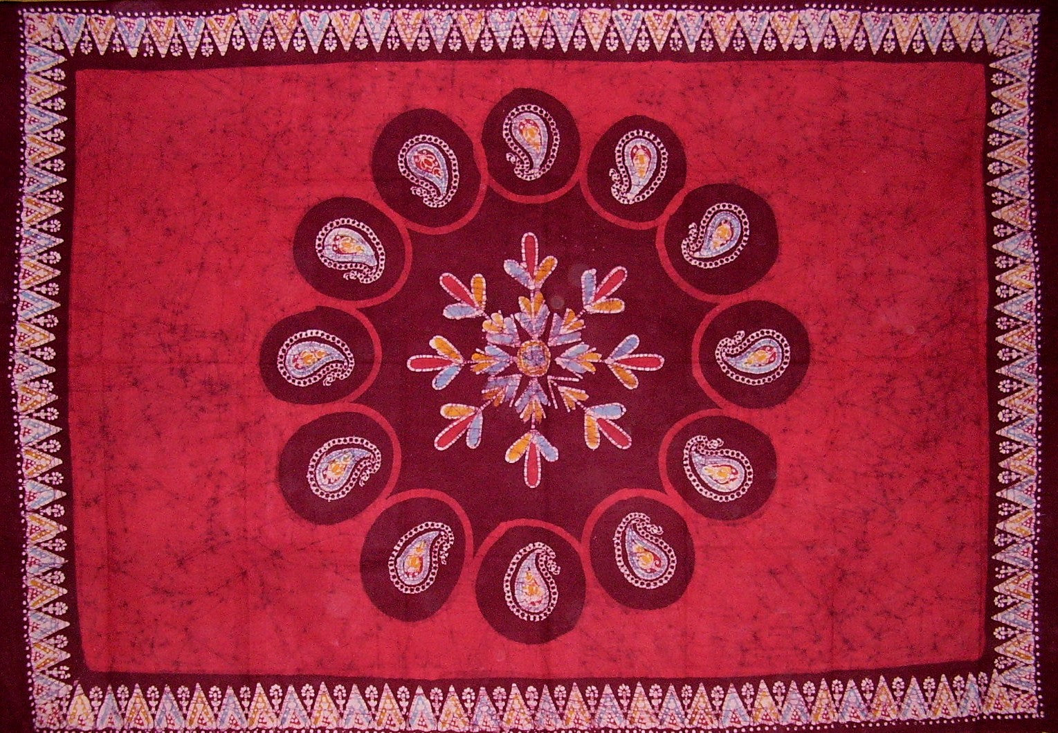 Batik Tapestry Cotton Spread 106" x 70" Twin Red