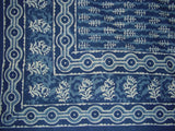 Dabu Indian Tapestry Cotton Bedspread 108" x 108" Queen-King Blue