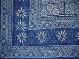 Dabu Indian Tapestry Cotton Bedspread 108" x 108" Queen-King Blue