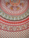 Mandala Indian Tapestry Cotton Bedspread 96" x 86" Full Red