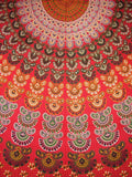 Sanganeer Mandala Print Tapestry Cotton Bedspread 92" x 82" Full Red