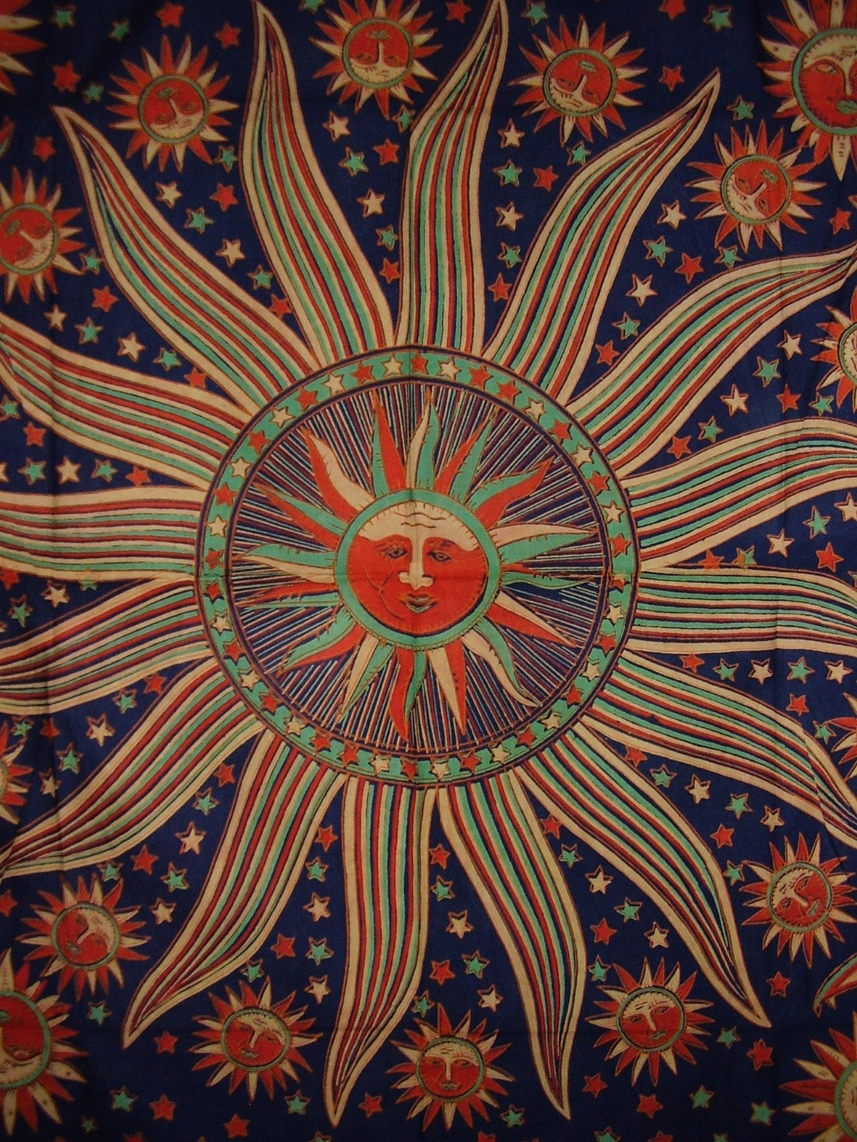 Celestial Tapestry Cotton Bedspread 106" x 70" Twin Black