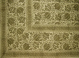 Veggie Dye Block Print Tapestry Cotton Bedspread 106" x 72" Twin Green
