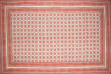 Tile Block Print Tapestry Cotton Spread 106" x 70" Twin Coral