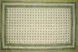 Tile Block Print Tapestry Cotton Spread 106" x 70" Twin Green