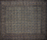 Dabu Block Print Indian Tapestry Cotton Spread 108" x 88" Full-Queen Blue