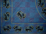 Mandala Elephant Tapestry Cotton Bedspread 106" x 70" Twin Blue