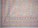 Floral Block Print Tapestry Cotton Bedspread 106" x 70" Twin Orange