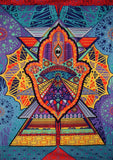 3-D Geometric Hamsa Tapestry Cotton Wall Hanging 90" x 60"