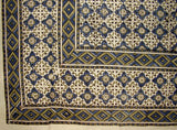 Moroccan Block Print Indian Tapestry Cotton Bedspread 108" x 88" Full-Queen