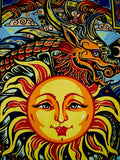 3-D Dragon Sun Celestial Tapestry Cotton Wall Hanging 90" x 60"