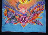Authentic Batik Textile Art Chakra Dragon 52" x 28" Multi Color