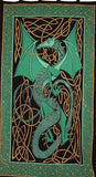 Celtic Dragon Tab Top Curtain Drape Panel Cotton 44" x 88" Green