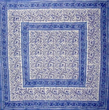 Rajasthan Block Print Square Cotton Tablecloth 60" x 60" Blue