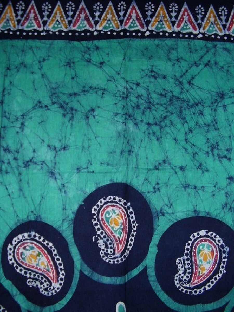 Batik Curtain Drape Panel Cotton 46" x 88" Emerald Green