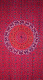 Sanganeer Block Print Curtain Drape Panel Cotton 46" x 88" Red