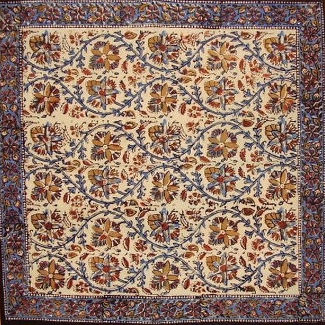Kalamkari Block Print Cotton Table Napkin 18" x 18" Multi Color