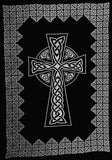 Celtic Cross Tapestry Cotton Bedspread 104" x 86" Full Black