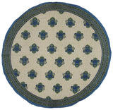 Mediterranean Style Round Cotton Tablecloth 88" Blue and Green
