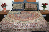 Kalamkari Block Print Reversible Duvet Cover Cotton 92" x 88" Fits Full-Queen