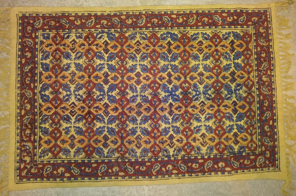 Hand Block Print Veggie Dye Cotton Rug Mat Yerevan 2' x 3'