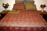 Veggie Dye Block Print Duvet Cover Cotton  92" x 88" Fits Full-Queen