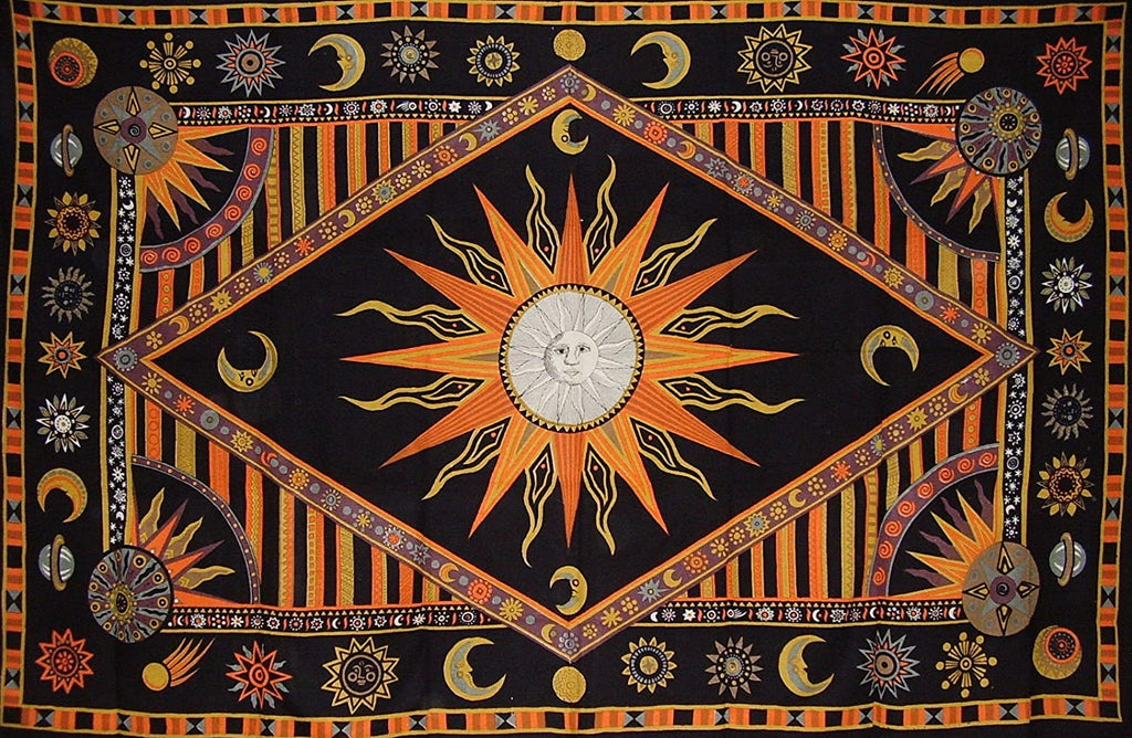Celestial Tapestry Cotton Spread 102" x 70" Twin Orange