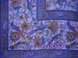 Birds in Paradise Tapestry Cotton Bedspread 104" x 88" Full Purple