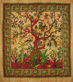 India Arts Tree of Life Tapestry Cotton Bedspread 98" x 86" Full Amber