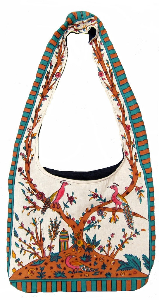 Gorgeous Tree of Life Hobo Shoulder Bag 15 x 12 Beige