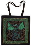 Celtic Dragon Tote Bag pamut 16 x 17 zöld