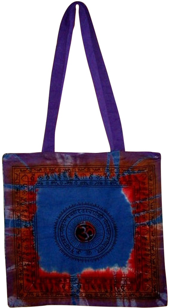 Om Tie Dye Tote Bag School Office Shop 16 x 18 Blue