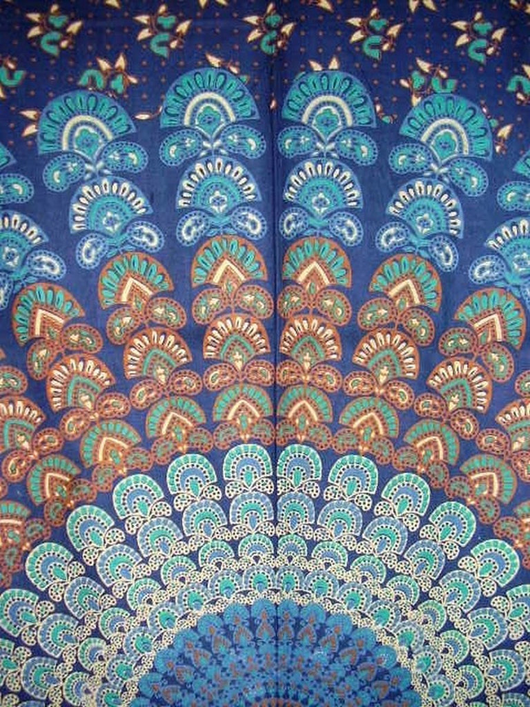 Sanganeer Tab Top Curtain Drape Panel Cotton 44" x 88" Navy Blue