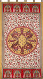 لوحة ستارة علوية من Peacocks مصنوعة من القطن مقاس 44 بوصة × 88 بوصة باللون الأحمر
