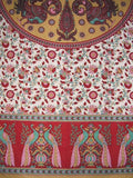 Peacocks Tab Top Curtain Drape Panel puuvilla 44" x 88" punainen