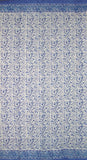Panel de cortina con estampado de bloques florales de Rajasthan, algodón, 46 "x 88", azul