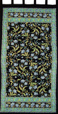 French Floral Tab Top Curtain Drape Panel Cotton 44" x 88" Blue Black