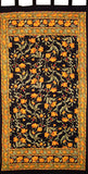 法式花卉標籤頂部窗簾懸垂面板棉質 44 英寸 x 88 英寸琥珀黑色