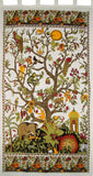 Tree of Life Tab Top Curtain Drape Panel Cotton 44" x 88" White
